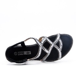 Black sandal with rhinestones