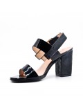 Black sandal in varnish