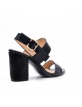 Black sandal in varnish