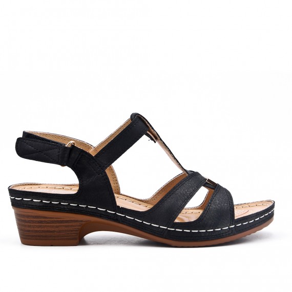 Large size - Black sandal with small wedge