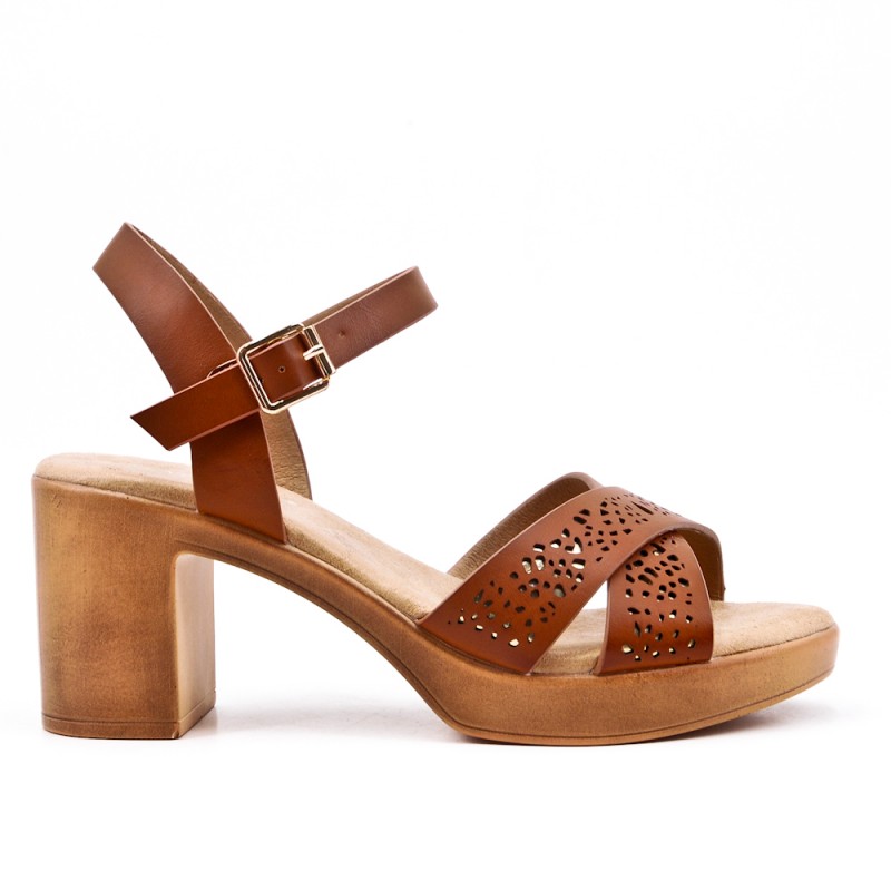 sandale marron talon
