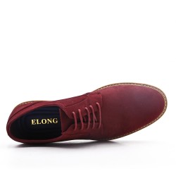 Red wine derby in faux suede with lace