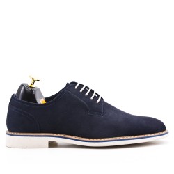 Navy derby in faux suede with lace