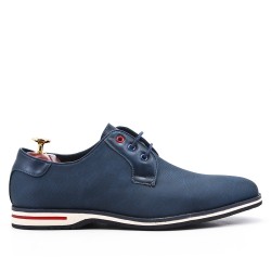 Navy derby faux leather lace